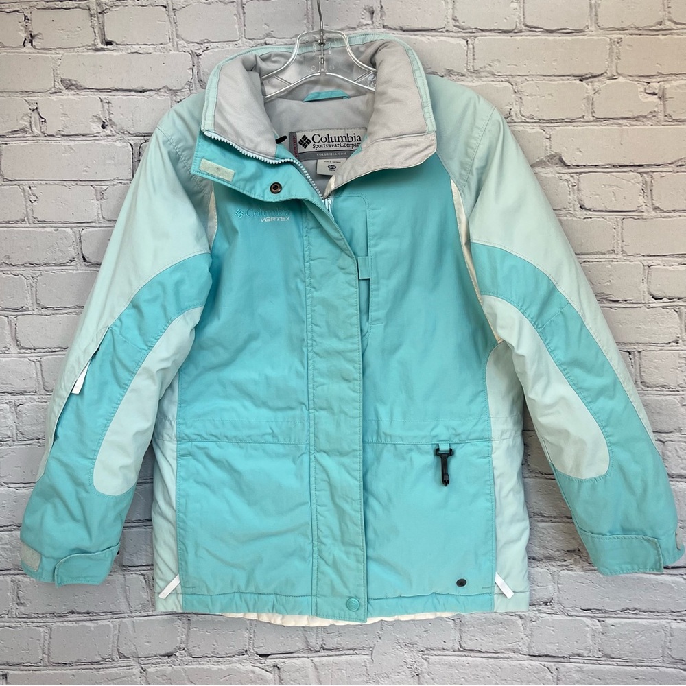 Columbia Vertex Insulated Ski Winter Snow Jacket Light Aqua Sz 10/12 Youth